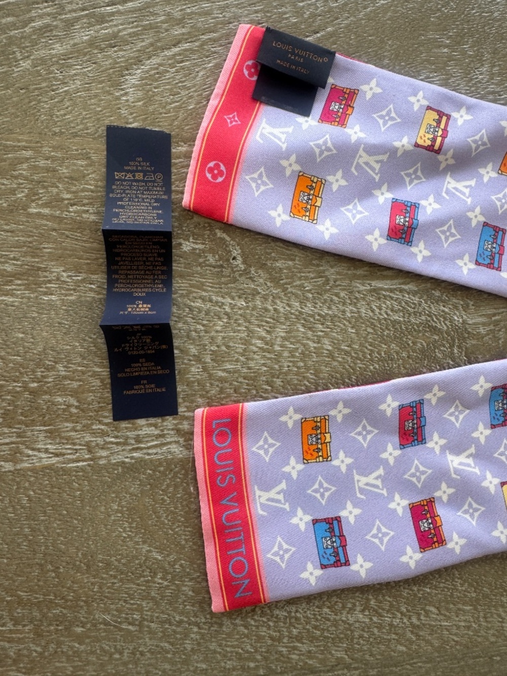 Authentic Louis Vuitton Minimale Bandeau Lilas Pink Purple Silk Twilly M77691 - Picture 3 of 7
